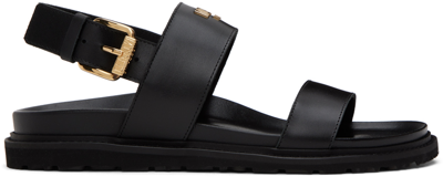 Moschino Black Leather Sandals In 000 * Nero