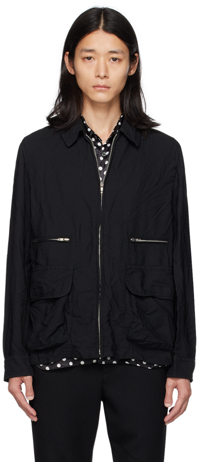 Black Comme Des Garçons Four-pocket Zip-up Jacket In 1 Black