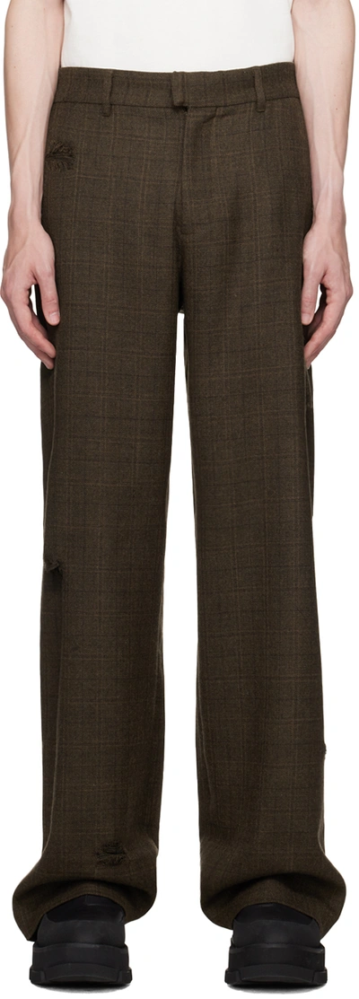Stolen Girlfriends Club Brown Live Young Trousers In Olive Check