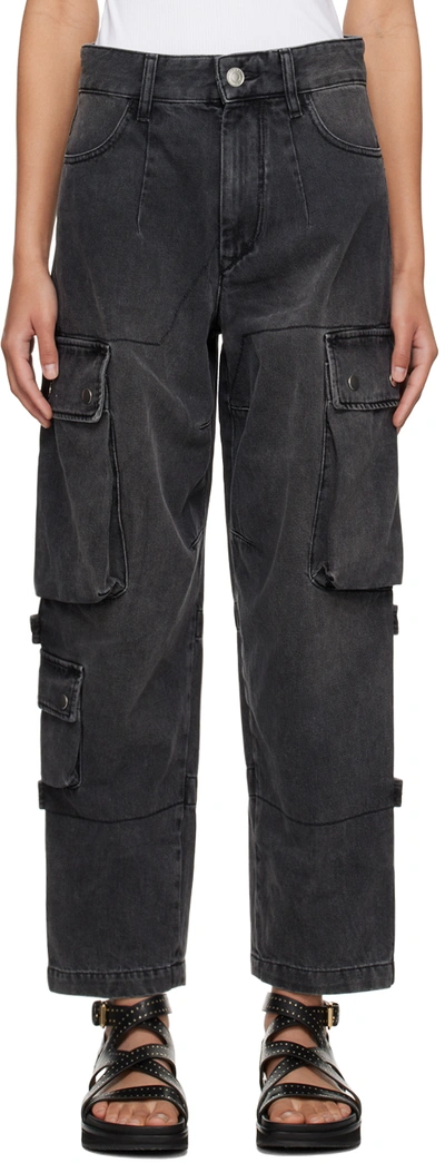 Isabel Marant Elore Wide-leg Cargo Jeans In Black