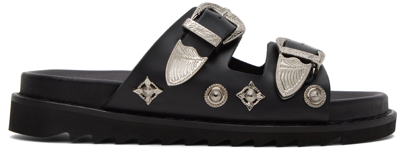 Toga Black Double Buckle Charms Sandals In Aj844 Black