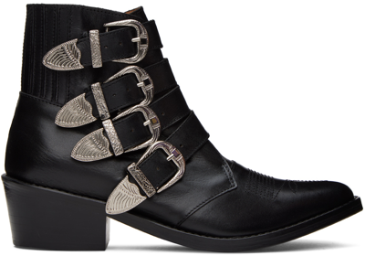 Toga Black Cowboy Boots In Aj006 - Black