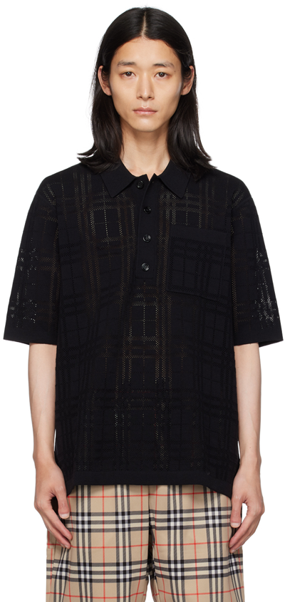 Burberry Black Check Polo