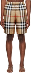 Burberry Beige Silk Bradestone Bermuda Shorts In Archive Beige Ip Chk