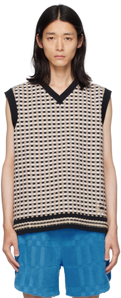 Burberry Check Cotton Blend Sweater Vest In Archive Beige