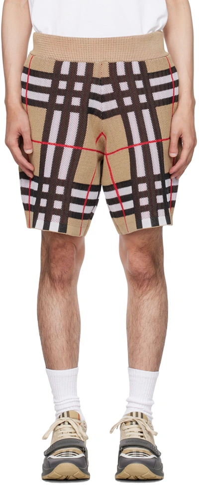 Burberry Beige Check Shorts In Archive Beige