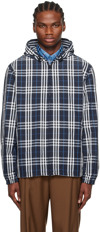 Burberry Checked Zip-up Hooded Jacket In White/dcblueipchk Ca