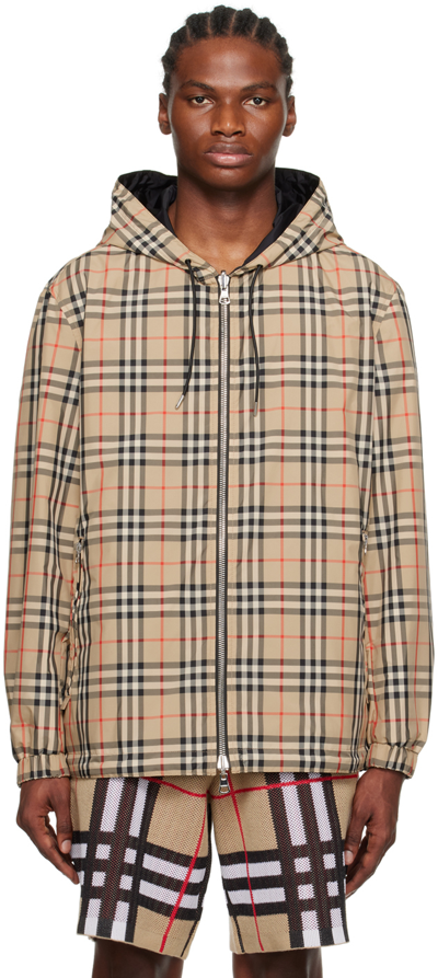Burberry Beige Vintage Check Reversible Jacket In Brown