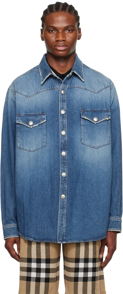 BURBERRY BLUE FADED DENIM SHIRT