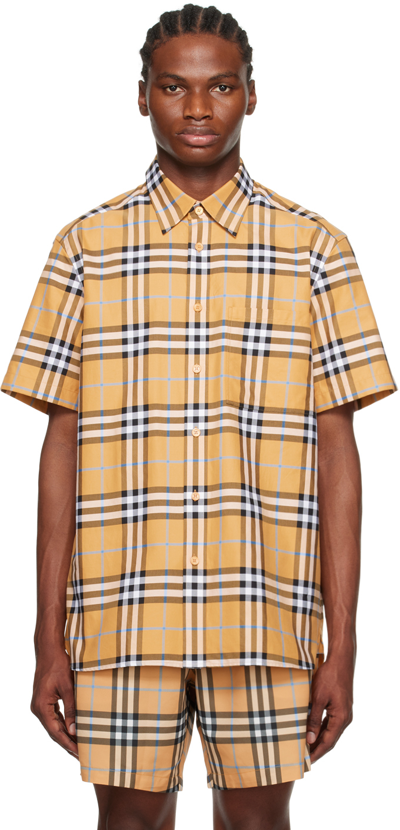 Burberry Orange Check Shirt In Dusty Orange Ip Chk