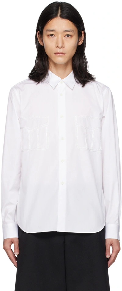 Black Comme Des Garçons 手肘扣环细节棉衬衫 In White
