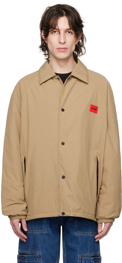 Hugo Boss Tan Patch Jacket In 242- Open Brown