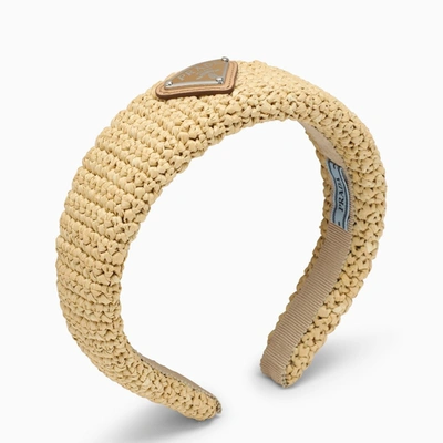 Prada Raffia Headband In Natural