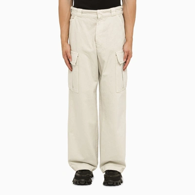 Prada Ecru Cotton Cargo Trousers