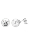 Gabi Rielle Diamond Bella Baby Pearl Back Studs Gce073rhwzpe In Silver