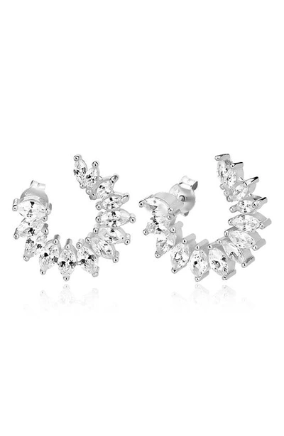 Gabi Rielle 14k Over Silver Cz Crystal Goddess Studs In Silver/white