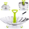 Zulay Kitchen Adjustable Vegetable Steamer Baskets For Cooking In Green