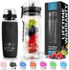 Zulay Kitchen Fruit Infuser Water Bottle With Sleeve & Flip Top Lid In Black