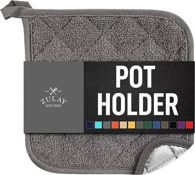 Zulay Kitchen Washable Pot Holders For Kitchen Heat Resistant Cotton In Grey