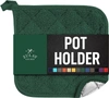 Zulay Kitchen Washable Pot Holders For Kitchen Heat Resistant Cotton In Green
