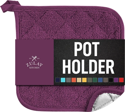 Zulay Kitchen Washable Pot Holders For Kitchen Heat Resistant Cotton In Purple