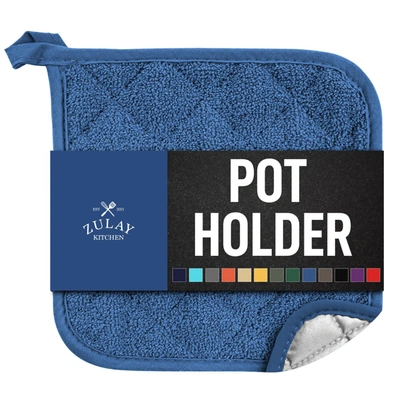 Zulay Kitchen Washable Pot Holders For Kitchen Heat Resistant Cotton In Blue