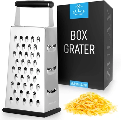 Zulay Kitchen Stainless Steel Cheese Grater With Easy-grip Handle And Non-slip Base In Black