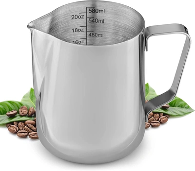 Zulay Kitchen Milk Frothing Pitcher Stainless Steel Steamer Cup In Silver