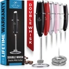Zulay Kitchen Double Whisk High Powered Milk Frother Handheld Mixer In Black