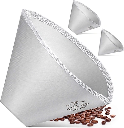 Zulay Kitchen Simple Craft Fine Mesh Stainless Steel Reusable Pour Over Coffee Filter #4 In White