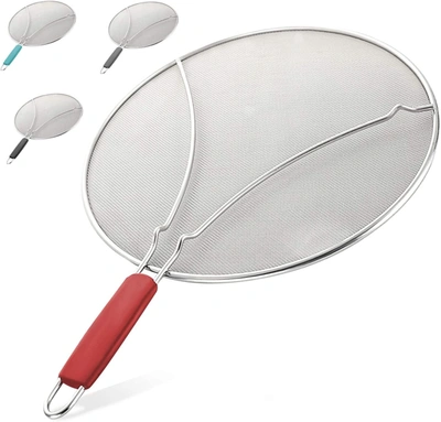 Zulay Kitchen Stainless Steel Splatter Screen For Frying Pan In Red