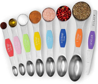 Zulay Kitchen Stackable Dual Sided Magnetic Measuring Spoons Set Of 8 In Multi