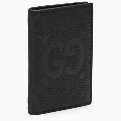 Gucci Black Vertical Wallet In Jumbo Gg