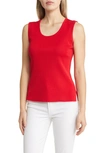 Ming Wang Scoop Neck Tank In Poppy Red