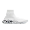 Balenciaga Speed 2.0 Graffiti Recycled Knit Sneaker In White