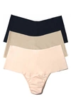 Hanky Panky Breathe Assorted 3-pack High Waist Thongs In Tcbl