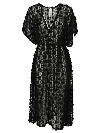 Feel Me Fab Lampedusa Crochet Long Dress In Black