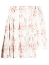 Simone Rocha Floral-print Pleated Asymmetric Taffeta Skort In White
