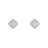 Adornia Quatrefoil White Mother Of Pearl Clover Stud Earrings Silver