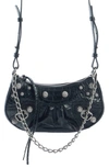 Balenciaga Cagole Mini Croc Embossed Leather Chain Strap Bag In Black