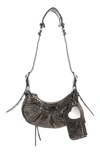 Balenciaga Extra Small Le Cagole Crinkle Metallic Lambskin Shoulder Bag In Dark Bronze