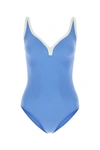 Lisa Marie Fernandez Cerulean Blue Maria Contrast-trim Swimsuit In Light Blue