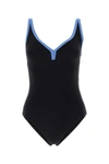 Lisa Marie Fernandez Maria Contrasting Trimmings Swimsuit V-neckline In Black