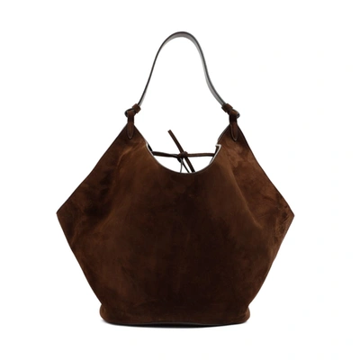 Khaite Lotus Suede Tote Bag In Brown