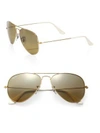 Ray Ban 55mm Aviator Sunglasses In Gold