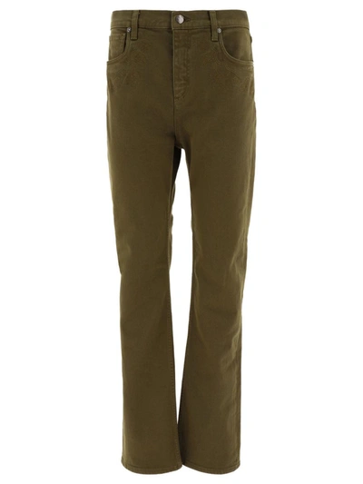 Etro Regular Fit Jeans With Embroidered Paisley Details In Green