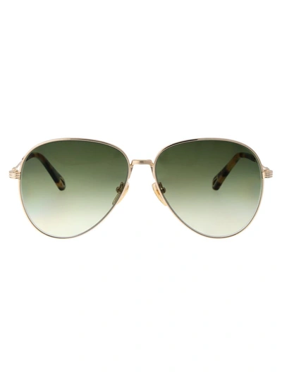 Chloé Ch0177s Sunglasses In 004 Gold Gold Green