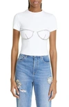 Area Ssense Exclusive White Crystal Bustier T-shirt