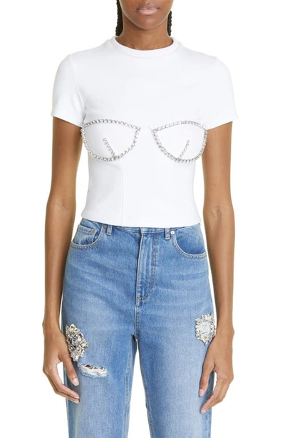 Area Ssense Exclusive White Crystal Bustier T-shirt