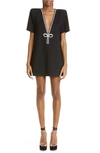 Area Crystal-trimmed Jersey Mini T-shirt Dress In Black